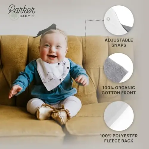 Parker Baby Bandana Drool Bibs 4 Pack Baby Bibs for Boys, Girls, Unisex - 5