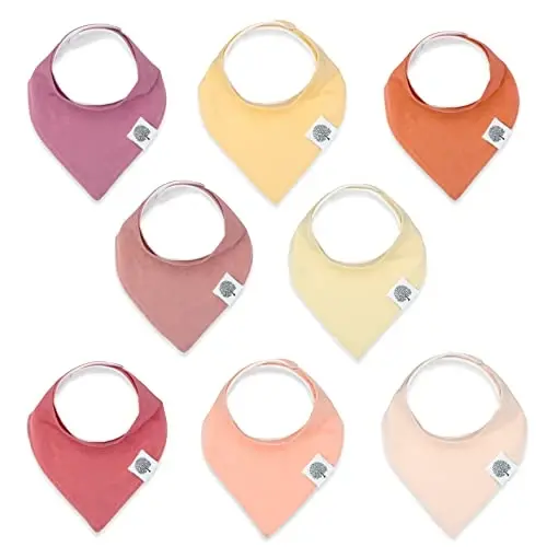 Parker Baby Co. Soft Bandana Drool Bibs for Baby Boys & Girls, 4pk & 8pk | Soft & stylish teething bib set that adds absorbent coverage for drool and feeding, adjustable snaps, great baby shower gifts 