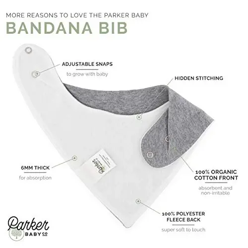 Parker Baby Co. Soft Bandana Drool Bibs for Baby Boys & Girls, 4pk & 8pk | Soft & stylish teething bib set that adds absorbent coverage for drool and feeding, adjustable snaps, great baby shower gifts 