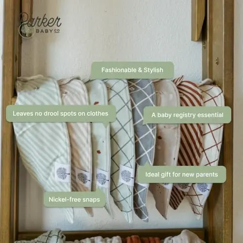 Parker Baby Bandana Drool Bibs 8 Pack Baby Bibs for Boys, Girls, Unisex - Soft & Stylish Teething Bibs for Babies - 3