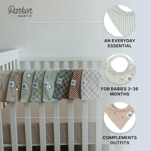 Parker Baby Bandana Drool Bibs 8 Pack Baby Bibs for Boys, Girls, Unisex - Soft & Stylish Teething Bibs for Babies - 4