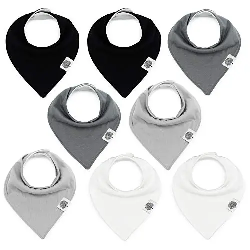 Parker Baby Co. Soft Bandana Drool Bibs for Baby Boys & Girls, 4pk & 8pk | Soft & stylish teething bib set that adds absorbent coverage for drool and feeding, adjustable snaps, great baby shower gifts 