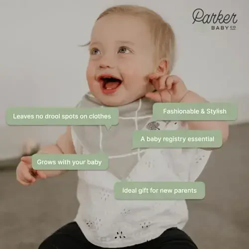 Parker Baby Bandana Drool Bibs 8 Pack Baby Bibs for Boys, Girls, Unisex - Soft & Stylish Teething Bibs for Babies - 5