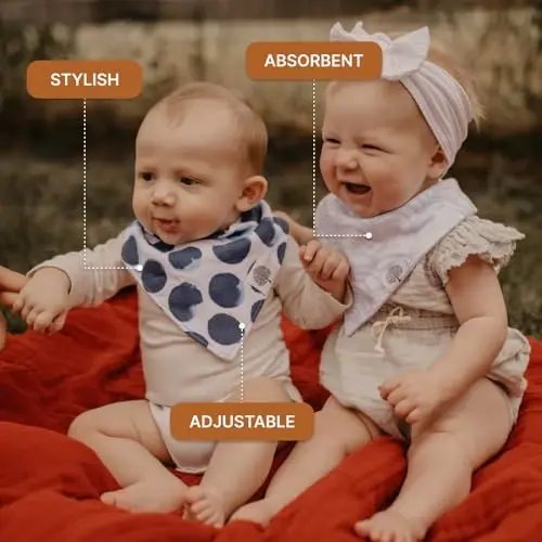 Parker Baby Bandana Drool Bibs 8 Pack Baby Bibs for Boys, Girls, Unisex - Soft & Stylish Teething Bibs for Babies - 3