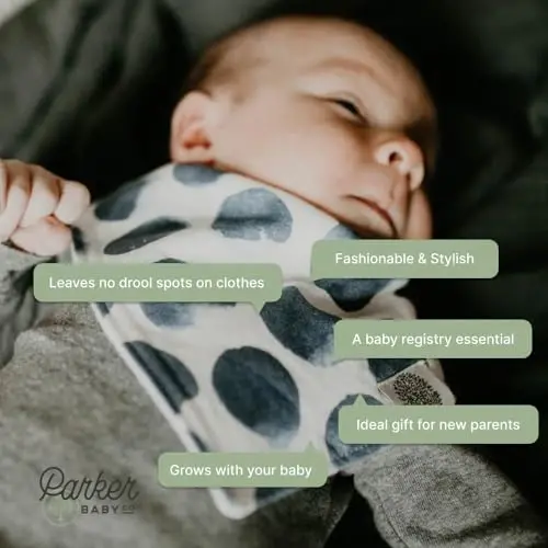 Parker Baby Bandana Drool Bibs 8 Pack Baby Bibs for Boys, Girls, Unisex - Soft & Stylish Teething Bibs for Babies - 5