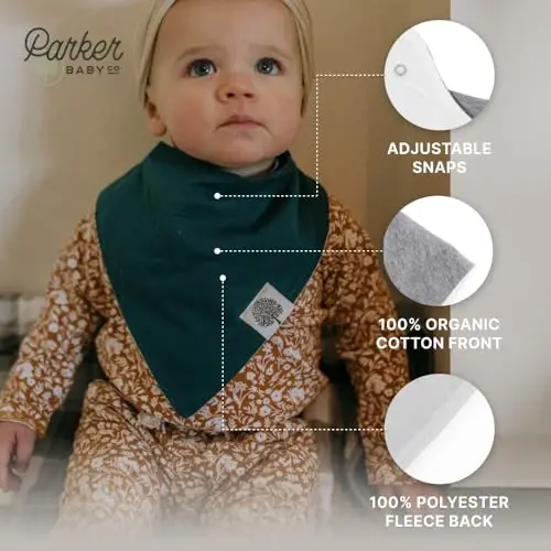 Parker Baby Bandana So'lakaylik Bibs 8 Pack Chaqaloq Bibs o'g'il bolalar, qizlar, Unisex uchun - Chaqaloqlar uchun yumshoq va zamonaviy tishlash bibslari - 4