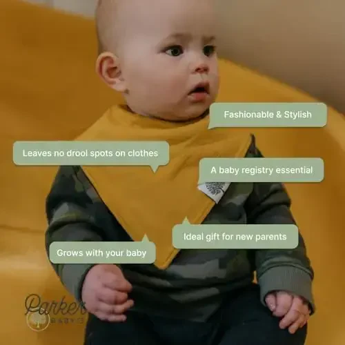 Parker Baby Bandana So'lakaylik Bibs 8 Pack Chaqaloq Bibs o'g'il bolalar, qizlar, Unisex uchun - Chaqaloqlar uchun yumshoq va zamonaviy tishlash bibslari - 5