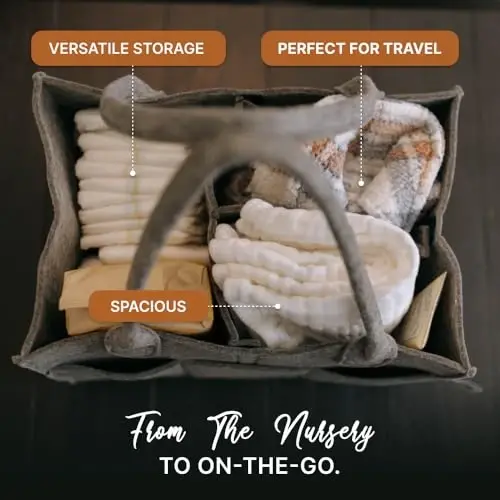 Parker Baby Diaper Caddy - Nursery Storage Bin and Car Organizer for Diapers and Baby Wipes - Charcoal, Regular - 3