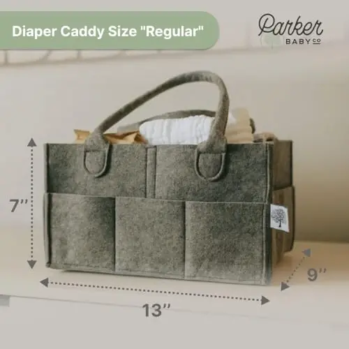 Parker Baby Diaper Caddy - Nursery Storage Bin and Car Organizer for Diapers and Baby Wipes - Charcoal, Regular - 6