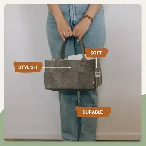 Parker Baby Co. Diaper Caddy - Nursery Storage Bin and Car Organizer for Diapers and Baby Wipes - Charcoal, Large - 2