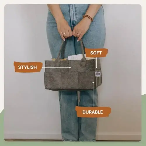 Parker Baby Co. Diaper Caddy - Nursery Storage Bin and Car Organizer for Diapers and Baby Wipes - Charcoal, Large - 2