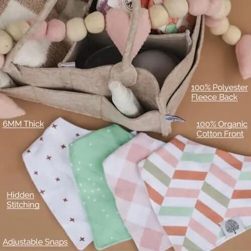 Parker Baby Co. Soft Bandana Drool Bibs for Baby Boys & Girls, 4pk & 8pk | Soft & stylish teething bib set that adds absorbent coverage for drool and feeding, adjustable snaps, great baby shower gifts - Parker (1)