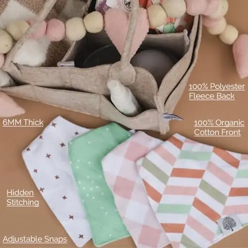 Parker Baby Co. Soft Bandana Drool Bibs for Baby Boys & Girls, 4pk & 8pk | Soft & stylish teething bib set that adds absorbent coverage for drool and feeding, adjustable snaps, great baby shower gifts - Parker (1)