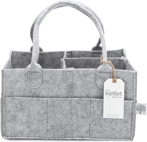 Parker Baby Diaper Caddy - Nursery Storage Bin and Car Organizer for Diapers and Baby Wipes - Gray, Regular - 5
