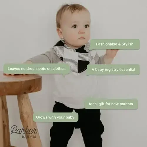 Parker Baby Bandana Drool Bibs 8 Pack Baby Bibs for Boys, Girls, Unisex - Soft & Stylish Teething Bibs for Babies - 5