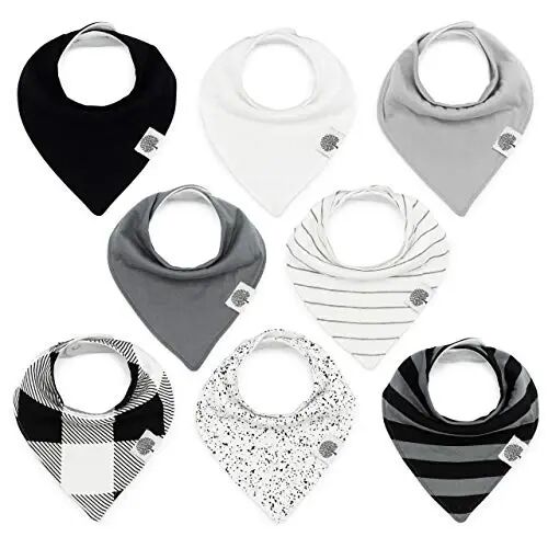 Parker Bebek Bandana Salya Önlükleri 8'li Paket Erkek, Kız, Unisex Bebek Önlükleri - Bebekler için Yumuşak ve Şık Diş Çıkarma Önlükleri 
