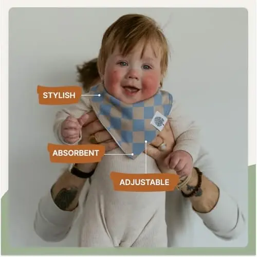Parker Baby Co. Soft Bandana Drool Bibs for Baby Boys & Girls, 4pk & 8pk | Soft & stylish teething bib set that adds absorbent coverage for drool and feeding, adjustable snaps, great baby shower gifts - 3