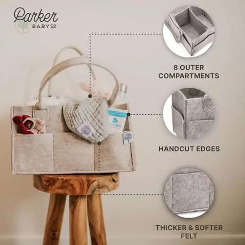 Parker Baby Diaper Caddy - Nursery Storage Bin and Car Organizer for Diapers and Baby Wipes - White, Large - 3