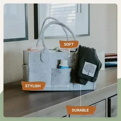 Parker Baby Diaper Caddy - Nursery Storage Bin and Car Organizer for Diapers and Baby Wipes - White, Large - PARKER BABY CO. (1)