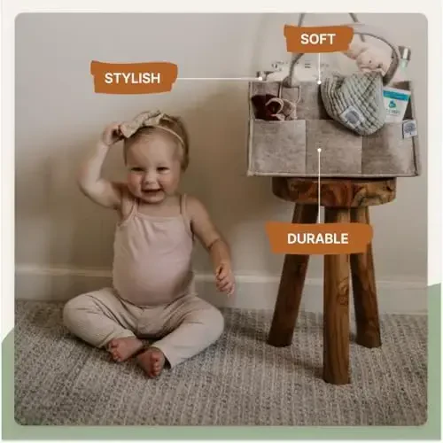 Parker Baby Diaper Caddy - Nursery Storage Bin and Car Organizer for Diapers and Baby Wipes - Oatmeal, Regular - 2