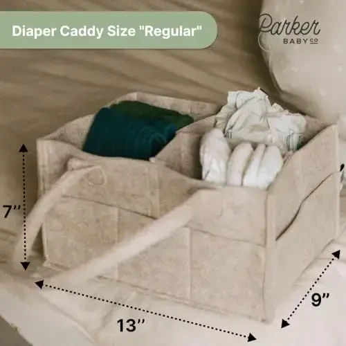 Parker Baby Diaper Caddy - Nursery Storage Bin and Car Organizer for Diapers and Baby Wipes - Oatmeal, Regular - 6