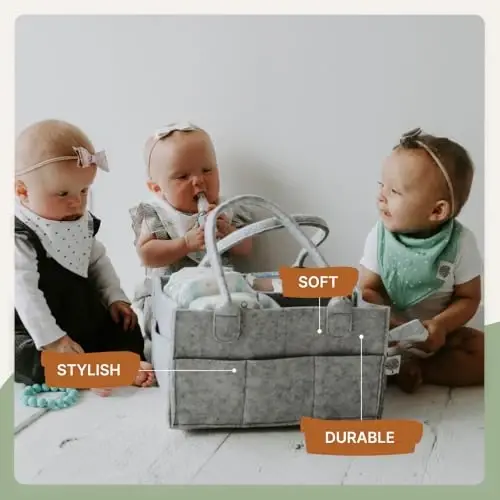 Parker Baby Diaper Caddy - Nursery Storage Bin and Car Organizer for Diapers and Baby Wipes - Gray, Regular - 2