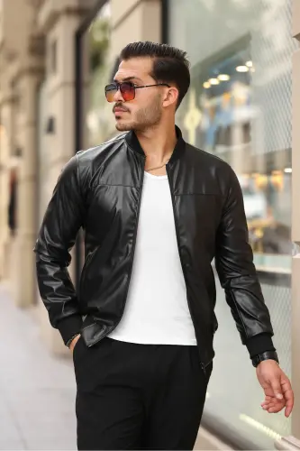 Parlak Deri Kolej Ceket-Parlak Siyah - 1