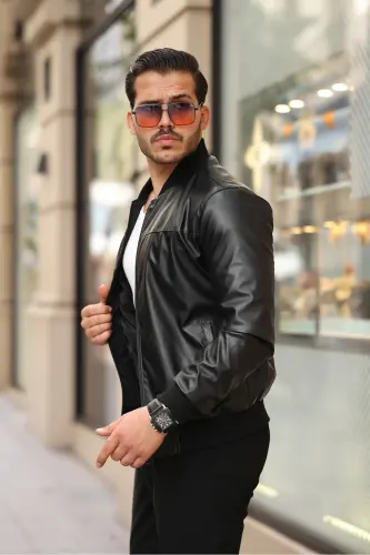 Parlak Deri Kolej Ceket-Parlak Siyah - BASEL.CO (1)