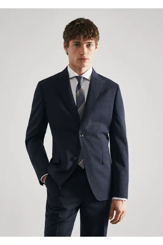 Parlak Mavi Erkek Yetişkin Blazer Ceket 47094008-Parlak Mavi - 10