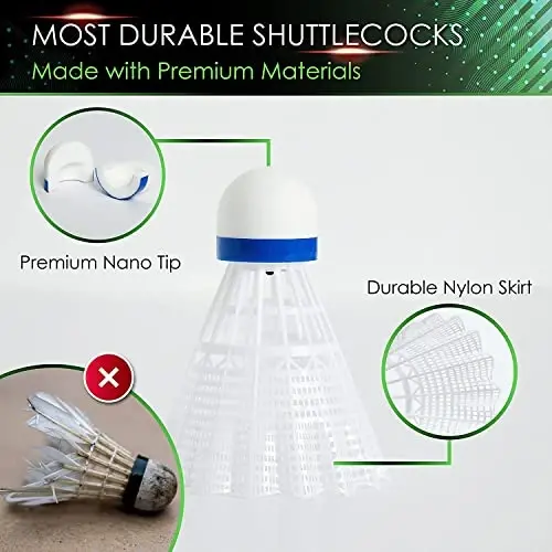 Badminton Shuttlecocks, Badminton Birdies 4pcs - Lighting Glow in The Dark Night - 6