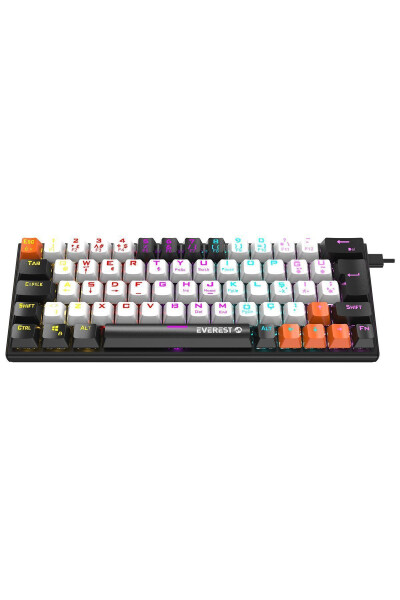 PARLEY Black/White Rainbow Illuminated Turkish Q Blue Switch Wired Mechanical Gaming Keyboard - 9