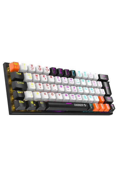 PARLEY Black/White Rainbow Illuminated Turkish Q Blue Switch Wired Mechanical Gaming Keyboard - 10