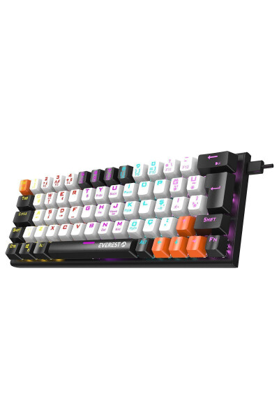 PARLEY Black/White Rainbow Illuminated Turkish Q Blue Switch Wired Mechanical Gaming Keyboard - 11