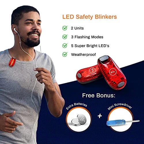 Knuckle Lights Reflective Running Gear Safety Bundle - Reflective Vest, LED Safety Light, Reflective Bands, Night Safety Gear for Runners, Cycling, Hiking, Walking - High Visibility Reflective Gear - 4