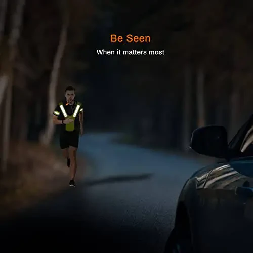 Knuckle Lights Reflective Running Gear Safety Bundle - Reflective Vest, LED Safety Light, Reflective Bands, Night Safety Gear for Runners, Cycling, Hiking, Walking - High Visibility Reflective Gear - 7
