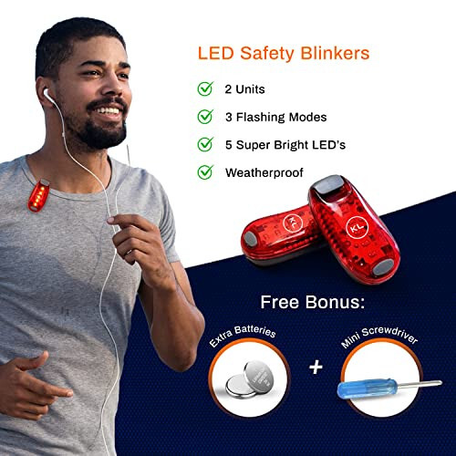 Knuckle Lights Reflective Running Gear Safety Bundle - Reflective Vest, LED Safety Light, Reflective Bands, Night Safety Gear for Runners, Cycling, Hiking, Walking - High Visibility Reflective Gear - 4