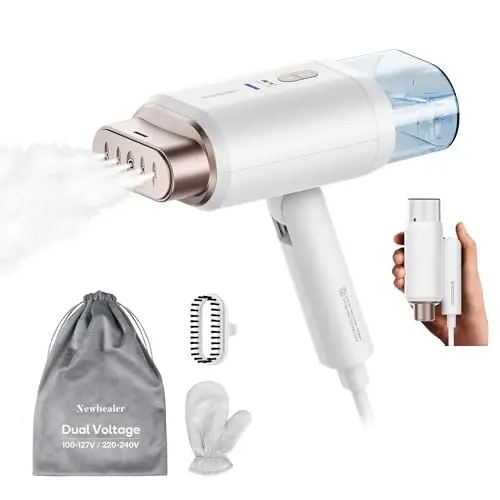 Паровой утюг для путешествий Newbealer с двойным напряжением - 120V/220V Ручной паровой утюг для одежды, 1200 Вт Горизонтальное & Вертикальное парообразование, 20 секунд нагрев, Складной, 1,72 фунта, 180 мл Удаление складок с одежды (Золотой) - NEWBEALER