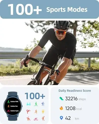 Parsonver Ayollar va Erkaklar uchun Smart Soat (Qo'ng'iroqlarga Javob berish/Qo'ng'iroq qilish) iPhone/Android Telefonlar bilan mos, 100+ Sport Rejimiga ega Fitness Tracker IP68 Suv o'tkazmaydigan, Yurak urishi/Qon Kislorodi/Uyqu/Qadamlar Monitori, Moviy - 4