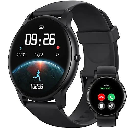 Parsonver Erkaklar va Ayollar uchun Smart Watch (Javob/Qo'ng'iroq qilish), HD ekran Fitness Tracker IP68 Su o'tkazmaydigan 100+ Sport rejimlari Yurak urish tezligini kuzatish Uyqu monitoringi, Pedometr, Android telefonlar/iPhone bilan mos keladi 