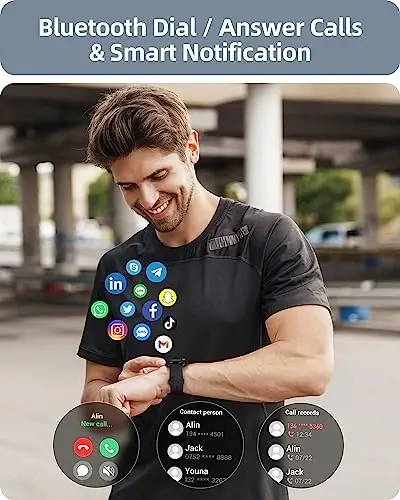 Parsonver Erkaklar va Ayollar uchun Smart Watch (Javob/Qo'ng'iroq qilish), HD ekran Fitness Tracker IP68 Su o'tkazmaydigan 100+ Sport rejimlari Yurak urish tezligini kuzatish Uyqu monitoringi, Pedometr, Android telefonlar/iPhone bilan mos keladi - PARSONVER (1)