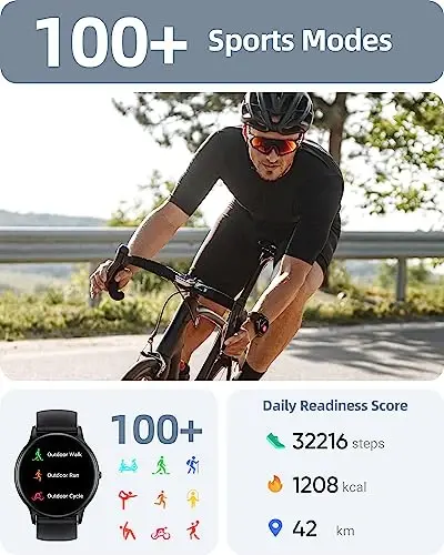 Parsonver Erkaklar va Ayollar uchun Smart Watch (Javob/Qo'ng'iroq qilish), HD ekran Fitness Tracker IP68 Su o'tkazmaydigan 100+ Sport rejimlari Yurak urish tezligini kuzatish Uyqu monitoringi, Pedometr, Android telefonlar/iPhone bilan mos keladi - 4