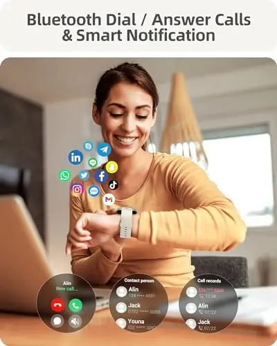 Parsonver Smart Watch (Answer/Make Calls), Smartwatch for Women Men, 100+ Sport Modes/Heart Rate/Blood Oxygen/Sleep Tracker, Pedometer, IP68 Waterproof Fitness Tracker for Android iPhone, Starry Silver - 2