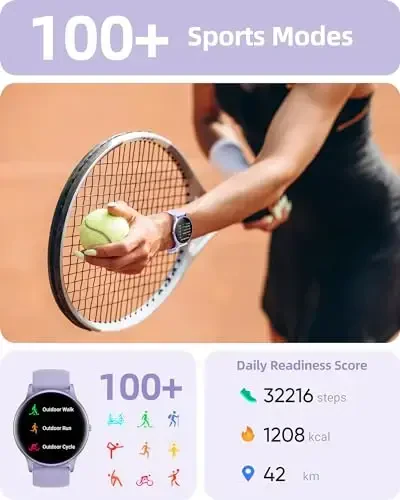 Parsonver Smart Watch (Answer/Make Calls), Smartwatch for Women Men IP68 Waterproof, 100+ Sport Modes Fitness Activity Tracker, Heart Rate/Sleep/Steps Monitor, Fitness Watch for Android iPhone, Purple - 4