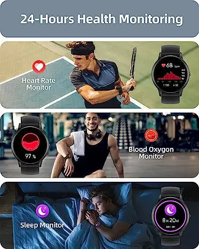 Parsonver Smart Watch for Men Women(Answer/Make Calls), HD Screen Fitness Tracker IP68 Waterproof 100+ Sports Modes Heart Rate Sleep Monitor, Pedometer, Smartwatch for Android Phones/iPhone Compatible - 3