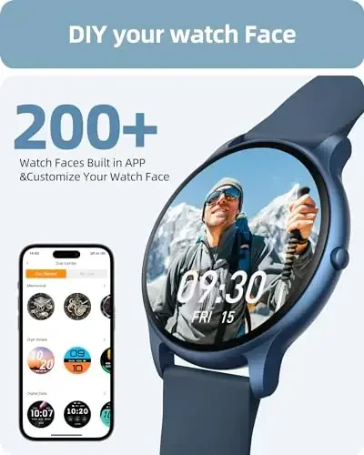 Parsonver Smart Watch for Women Men (Answer/Make Calls) Compatible with iPhone/Android Phones, Fitness Tracker with 100+ Sports Modes IP68 Waterproof, Heart Rate/Blood Oxygen/Sleep/Steps Monitor, Blue - 6