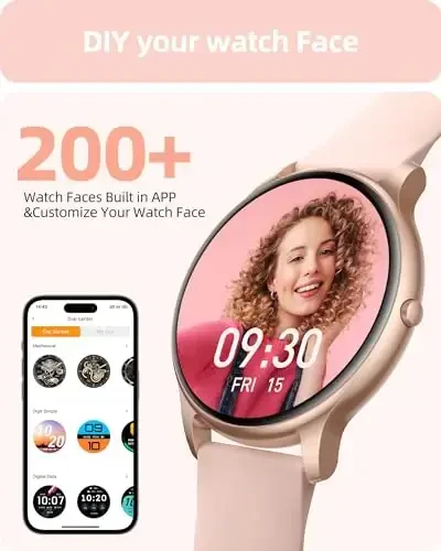 Parsonver Smart Watch for Women(Answer/Make Calls), HD Screen Fitness Tracker IP68 Waterproof, 100+ Sport Modes, Heart Rate/Sleep/SpO2/Steps Monitor, Round Smartwatch for Android & iPhone, Rose Gold - 6