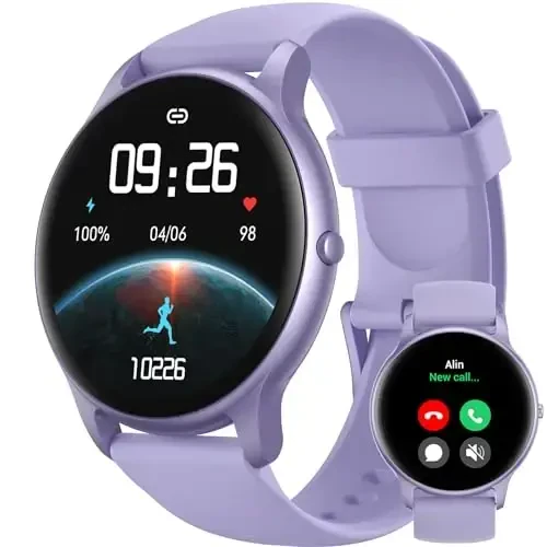 Parsonver Smart Watch(Answer/Make Calls), Ayollar va erkaklar uchun aqlli soat IP68 suv o'tkazmaydigan, 100+ sport rejimlari fitnes aktivlik trekeri, yurak urishi/uyqu/qadamlar monitori, Android iPhone uchun fitnes soati, binafsha - PARSONVER