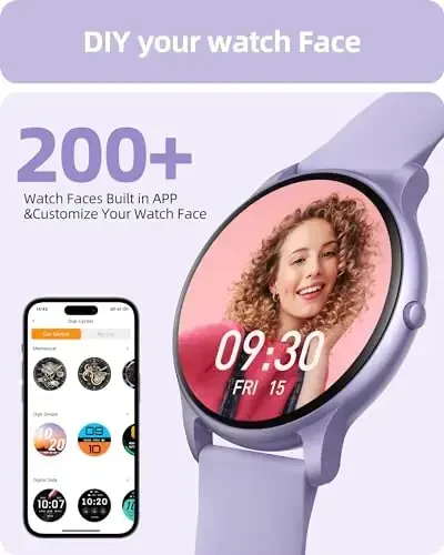Parsonver Smart Watch(Answer/Make Calls), Ayollar va erkaklar uchun aqlli soat IP68 suv o'tkazmaydigan, 100+ sport rejimlari fitnes aktivlik trekeri, yurak urishi/uyqu/qadamlar monitori, Android iPhone uchun fitnes soati, binafsha - 6