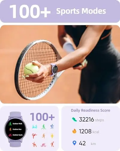 Parsonver Smart Watch(Answer/Make Calls), Ayollar va erkaklar uchun aqlli soat IP68 suv o'tkazmaydigan, 100+ sport rejimlari fitnes aktivlik trekeri, yurak urishi/uyqu/qadamlar monitori, Android iPhone uchun fitnes soati, binafsha - 4
