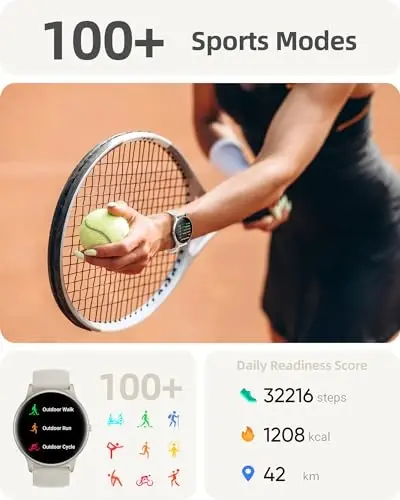 Parsonver Smart Watch(Qo'ng'iroqlarga javob berish/Qo'ng'iroq qilish), Ayollar va erkaklar uchun smartwatch, 100+ sport rejimi/Yurak urishi/Qon kislorodi/Uyqu kuzatuvchisi, Pedometr, Android iPhone uchun IP68 suv o'tkazmaydigan fitnes trekeri, Yulduzli kumush - 4